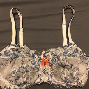 VS  unlined demi blue lace bra